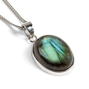 Oval Labradorite Gemstone Necklace Natural Designer Gemstone 16 42cm