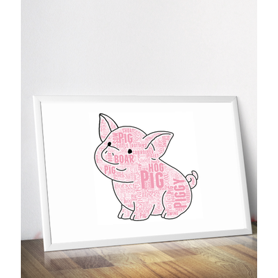 Cute Pig Personalised Word Wall Art Picture Print Gift