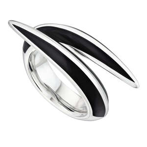 Shaun Leane Sabre Deco Silver Ceramic Crossover Ring Code Sa071ssbkrzp