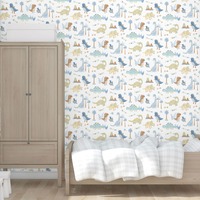 Tiny Tots 2 Dinosaurs Wallpaper Blue Beige Galerie G78363