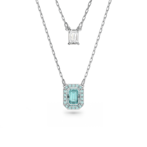 Swarovski Millenia Layered Necklace Octagon Cut Blue Rhodium Plated 5640557