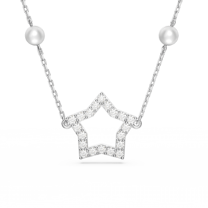 Swarovski Stella Necklace Crystal Pearls Star White Rhodium Plated 5645379