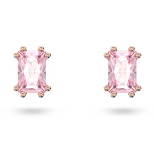 Swarovski Stilla Stud Earrings Cushion Cut Pink Rose Gold Tone Plated 5639136