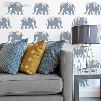 Indian Elephant Stencil - XS - A x B  15.9 x 11.3cm (6.2 x 4.4 inches)