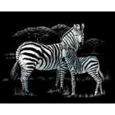 A4 Silver Engraving Art Scraper Foil Kit - Zebras
