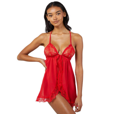Playful Promises WWL998 Wolf & Whistle Adele Babydoll and Thong Set WWL998 Red WWL998 Red
