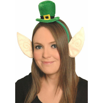 St Patricks Day Leprechaun Top Hat Head Band Boppers With Ears