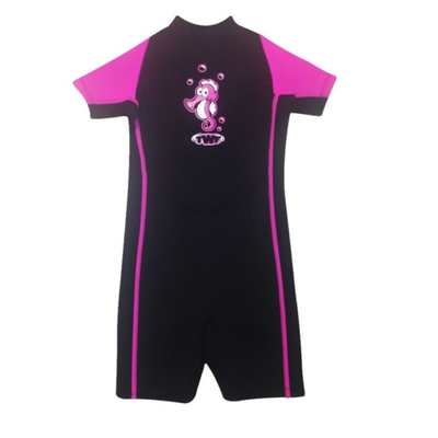 Child Boys Girls Shorty Shortie Wetsuit UV Swim Suit - Age 9-10 years - Seahorse Pink