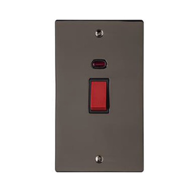 M Marcus Electrical Elite Flat Plate Tall Cooker Switch (With Neon), Polished Black Nickel, Black Trim - T06.961.BK POLISHED BLACK NICKEL - BLACK INSET TRIM