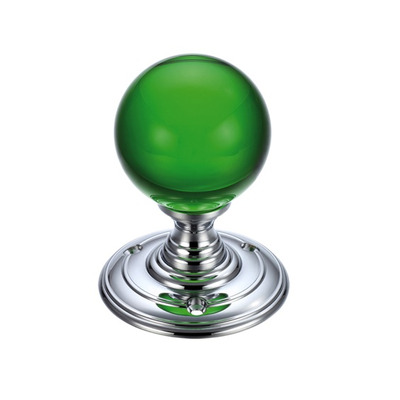 Zoo Hardware Fulton & Bray Green Glass Ball Mortice Door Knobs, Polished Chrome - FB300CPG (sold in pairs) POLISHED CHROME