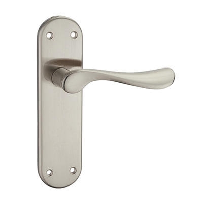 Fortessa Wave Lever on Backplate, Satin Nickel - FBPWAV-SN (Sold in Pairs) LOCK (WITH KEYHOLE)