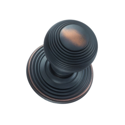 Atlantic Old English Ripon Solid Brass Reeded Mortice Knob, Antique Copper - OE50RMKAC (sold in pairs) ANTIQUE COPPER