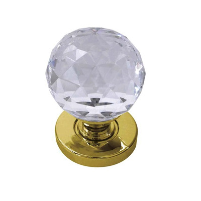 Frelan Hardware Faceted Glass Mortice Door Knob, Polished Brass - JH5255PB (sold in pairs) POLISHED BRASS