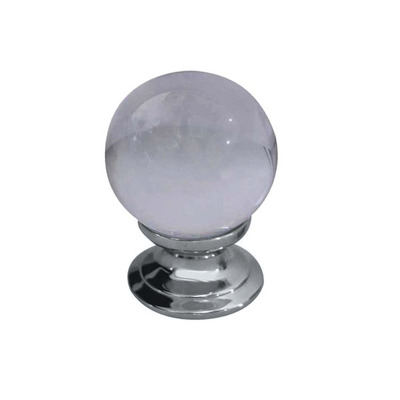 Frelan Hardware Plain Clear Ball Glass Cupboard Door Knob, Polished Chrome - JH1151-PC POLISHED CHROME - 30mm
