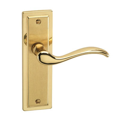 Urfic Porto Door Handles On Backplate, Dual Finish Polished Brass & Satin Brass - 130-65-01-02 (sold in pairs) BATHROOM