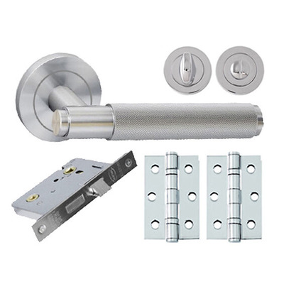 Intelligent Hardware Knurled Bathroom Pack Including Handles On Round Rose, Polished Chrome - TDKKNURLED65BATHCP 65mm (2.5 INCH) - POLISHED CHROME ***Please Allow 7-10 Working Days For Delivery***