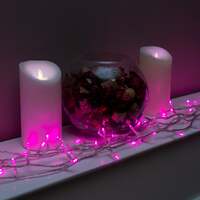 120 LED Pink Multi-Function Christmas String Lights with Clear Cable