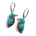Click to view product details and reviews for Kingfisher Bird Drop Earrings In Silver Turquoise And Amber Default Title.