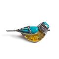 Click to view product details and reviews for Blue Tit Brooch In Silver Turquoise And Yellow Amber Default Title.