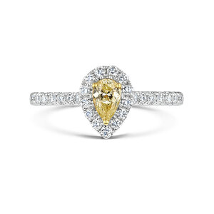 Yellow Pear Cut Diamond Halo Ring 072cts