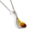 Click to view product details and reviews for Burning Effect Necklace In Silver And Amber 16 42cm.