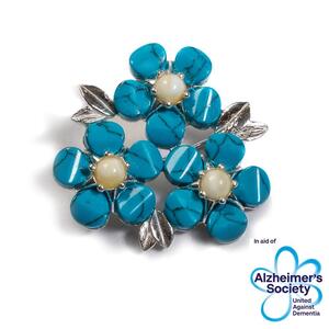 Forget Me Not Forgetmenot Flower Brooch In Silver Turquoise And Amber Default Title