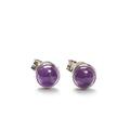 Click to view product details and reviews for Small Round Stud Earrings In Silver And Amethyst Default Title.