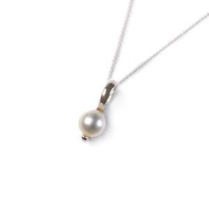Elegant Necklace In Silver And Pearl 16 42cm