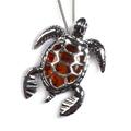 Click to view product details and reviews for Sea Turtle Tortoise Necklace In Silver And Cognac Amber 16 42cm.