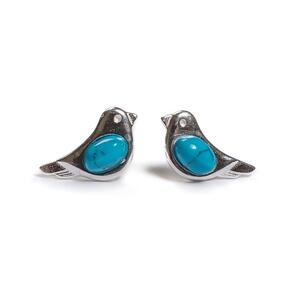 Bird Stud Earrings In Silver And Turquoise Default Title