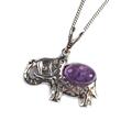 Click to view product details and reviews for Elephant Necklace In Silver And Amethyst 16 40cm.