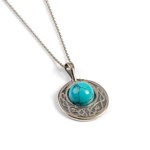 Celtic Circle Necklace In Silver And Turquoise 16 42cm