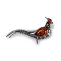 Click to view product details and reviews for Pheasant Bird Brooch In Silver Coral And Amber Default Title.