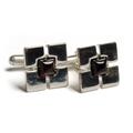 Click to view product details and reviews for Square Centre Cufflinks In Silver And Cherry Amber Default Title.