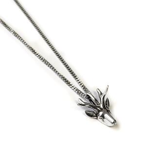 Miniature Stag Head Necklace In Silver 16 42cm