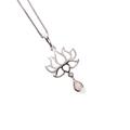 Click to view product details and reviews for Lotus Flower Necklace In Silver And Rose Pink Quartz 16 42cm.