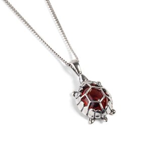 Turtle Tortoise Necklace In Silver And Cognac Amber Cognac 16 42cm