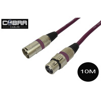 XLR Mic Audio Cable 10 Metre Long Lead - Soft Purple Cable Metal Plugs