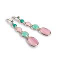 Click to view product details and reviews for Long Pastel Pink And Green Drop Earrings Set In Silver Default Title.