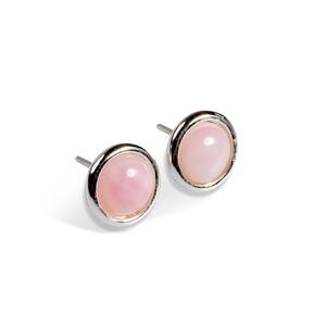 Pastel Pink Round Stud Earrings Set In Silver Default Title