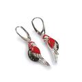Click to view product details and reviews for Tropical Parrot Earrings In Silver Coral And Green Amber Default Title.