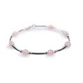Click to view product details and reviews for Bead Tube Bracelet In Silver And Rose Pink Quartz Default Title.