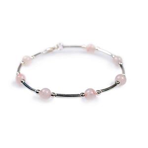 Bead Tube Bracelet In Silver And Rose Pink Quartz Default Title