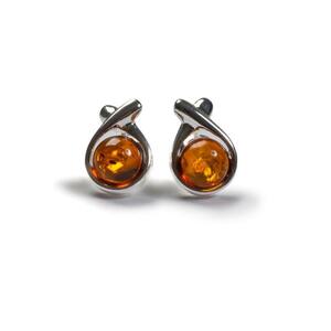 Sealed With A Kiss Stud Earrings In Silver And Cognac Amber Default Title