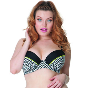 Curvy Kate Hypnotic Plunge Bikini Top Monochrome
