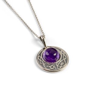 Celtic Circle Friendship Necklace In Silver And Amethyst 16 40cm