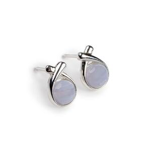 Sealed With A Kiss Stud Earrings In Silver And Blue Lace Agate Default Title