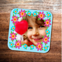 Colourful Flower Frame Photo Coaster