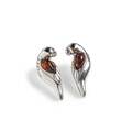 Click to view product details and reviews for Parrot Stud Earrings In Silver And Cognac Amber Default Title.