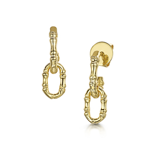Rox Cane Yellow Double Oval Link Earrings
